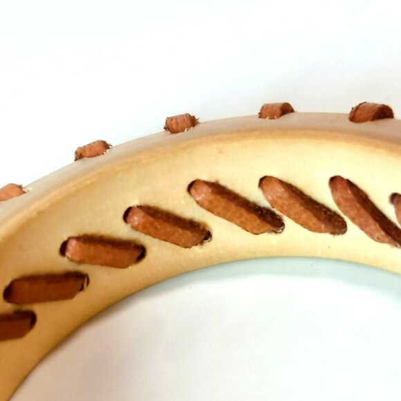 OOAK Handcrafted Maple Wood Leather Bangle Bracelet Rustic Boho Artisan Jewelry - Picture 4 of 7